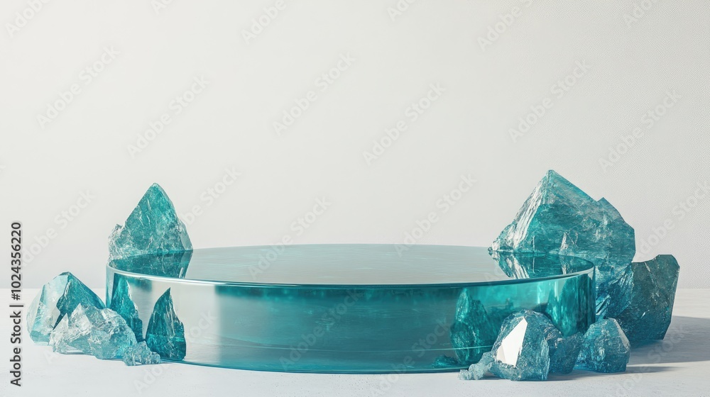 Poster 3d rendered abstract podium on a white background gemstone pedestal for product display isolated cry