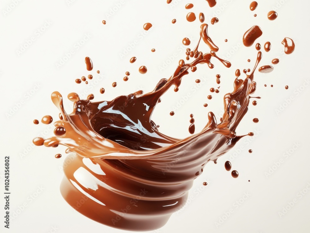 Poster hot chocolate splash in spiral shape with clipping path,3d rendering