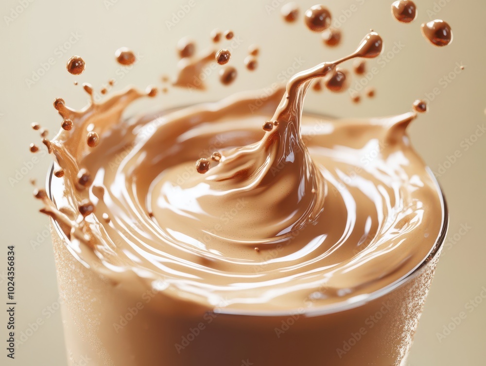 Poster hot chocolate splash in spiral shape with clipping path,3d rendering