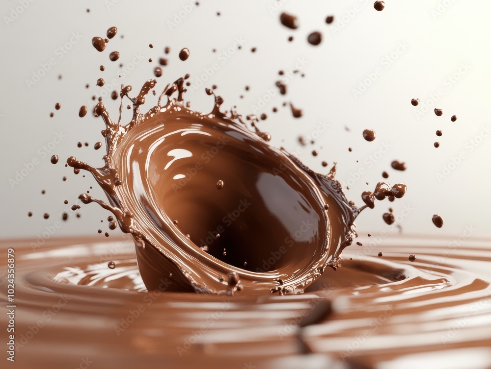 Poster hot chocolate splash in spiral shape with clipping path,3d rendering