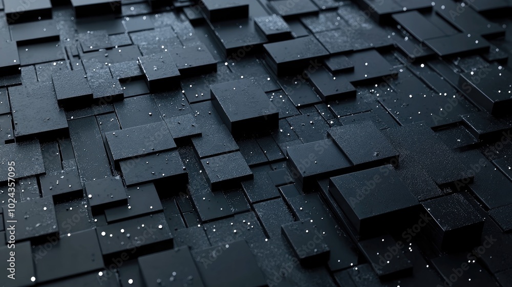 Aufkleber 3D rendering of a black abstract geometric background Scene for advertising design showcasing technology modern aesthetics and futuristic applications Sci fi illustration suitable for various them