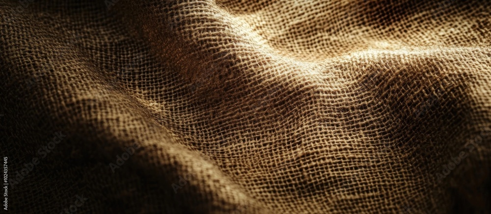 Poster burlap background from which light is visible close up