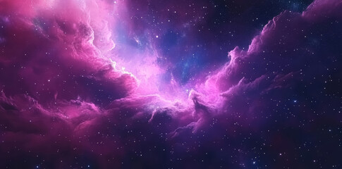 Purple space galaxy cloud nebula background. Starry night cosmos supernova wallpaper. 