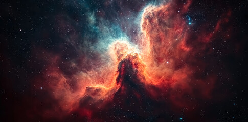 Colorful space galaxy cloud nebula background. Starry night cosmos supernova wallpaper. Universe astronomy science theme. 