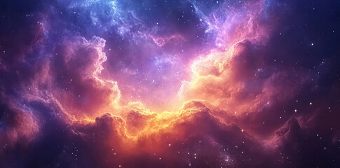 Colorful space galaxy cloud nebula background. Starry night cosmos supernova astronomy science wallpaper. 