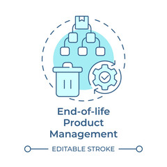 End-of-life product management soft blue concept icon. Reverse logistics type. Waste disposal. Round shape line illustration. Abstract idea. Graphic design. Easy to use in articles