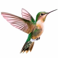 Fototapeta premium Colorful Hummingbird in Mid Flight with Delicate Wings