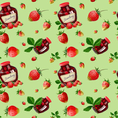 Bright seamless background with sweet strawberry jam