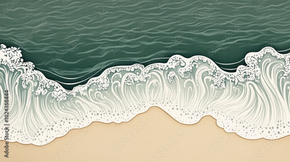 Poster aerial view of sandy beach with framed composition and vintage effect background providing copy spac