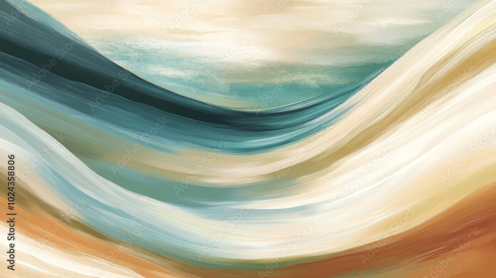 Poster abstract brush stroke effect vector design featuring a gradient of blue green brown and beige for a 