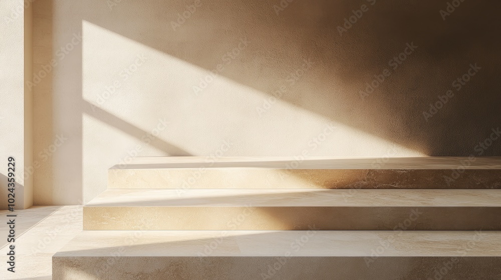 Poster beige stone slabs ideal for product presentation 3d rendering