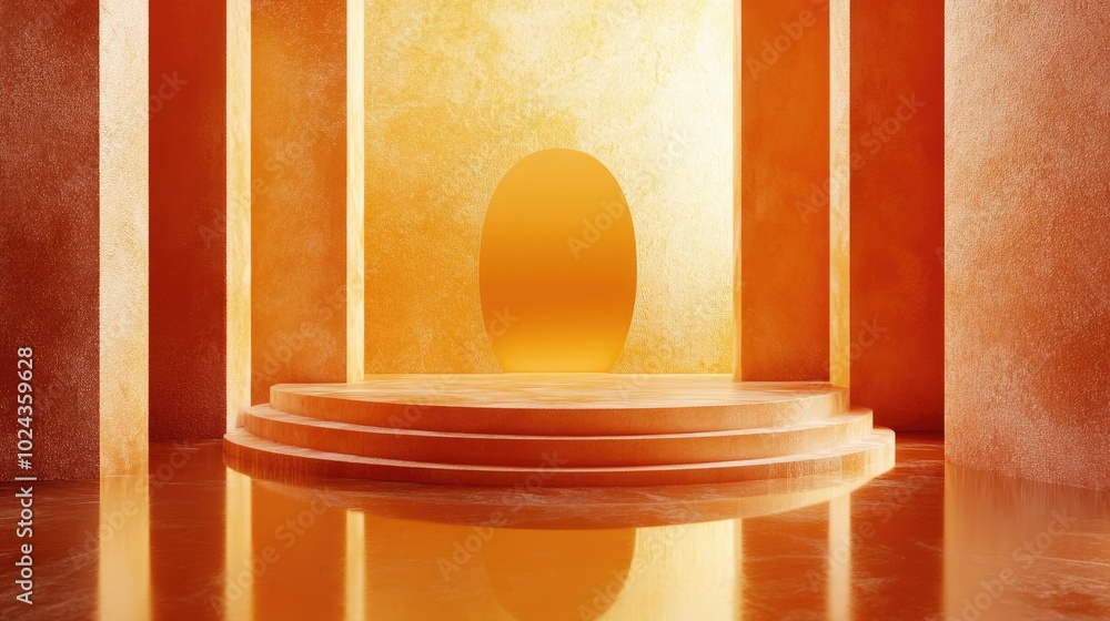Aufkleber Abstract background featuring a podium and wall created through 3D illustration and rendering