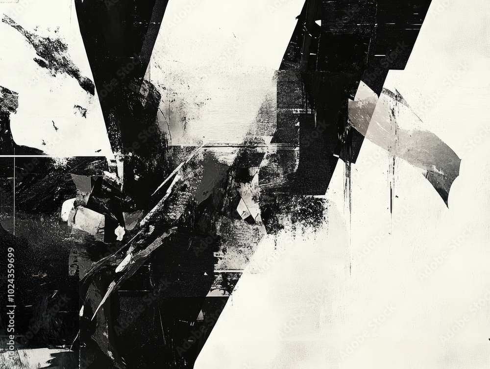 Poster artwork featuring black and white elements in a captivating composition