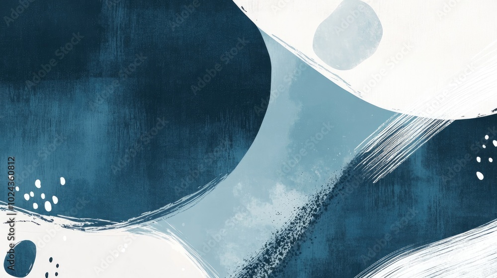 Poster Abstract Painted Background With Hail And Pebble Elements Blue And Black Tilt Overlay With Light White Scratch Lines Hand Drawn Texture And Brush Strokes