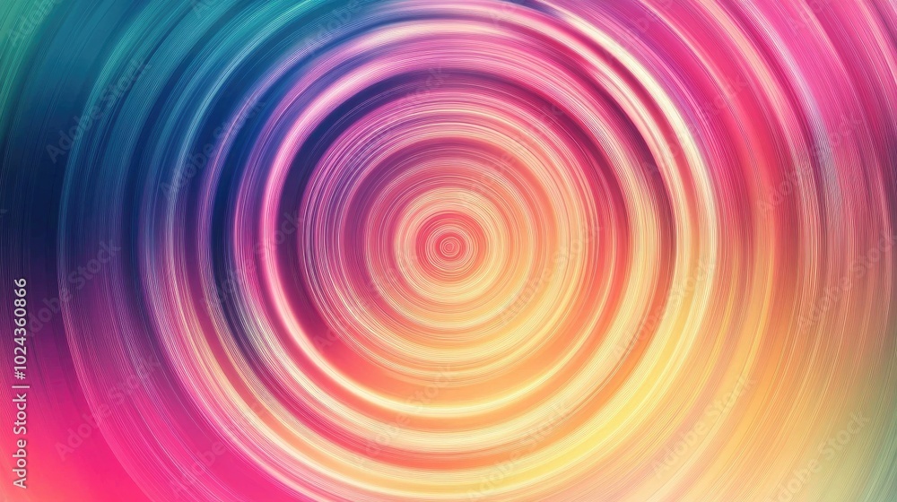 Poster Abstract blurred multicolored gradient background featuring a radial concentric pattern Vibrant neon colors create a versatile backdrop suitable for fashion holidays arts and educational themes