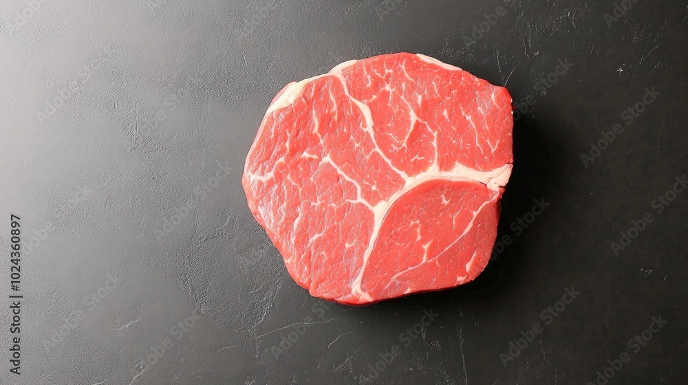 Poster Beef Steak Viewed From Above With Space For Text