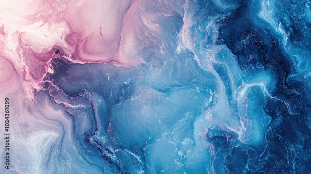 Poster abstract marble texture with a romantic fractal design in shades of blue and pink digital artwork fe