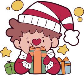 Christmas cartoon, hand drawn cute Christmas card elements