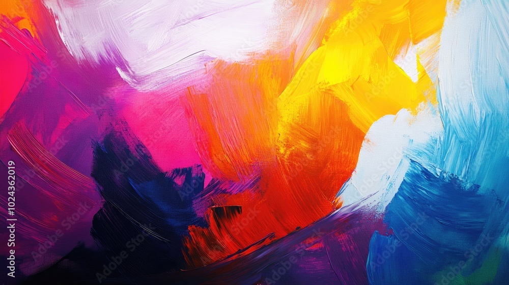 Aufkleber Abstract oil painting with a vibrant color texture featuring modern brushstrokes creating a dynamic background illustration on canvas