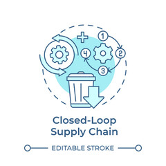 Obraz premium Closed-loop supply chain soft blue concept icon. Reverse logistics strategy. Sustainability in business. Round shape line illustration. Abstract idea. Graphic design. Easy to use in article