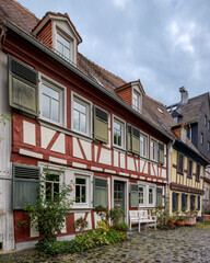 Old half-timbered houses in the old town of Frankfurt-Hoechst in Germany