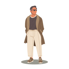 portrait of handsome man in stylish outfits standing vector