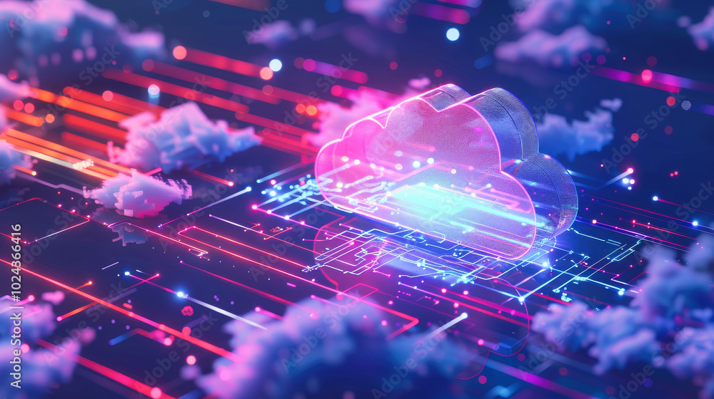 Aufkleber blue abstract cloud data hologram. cloud storage and computing concept.