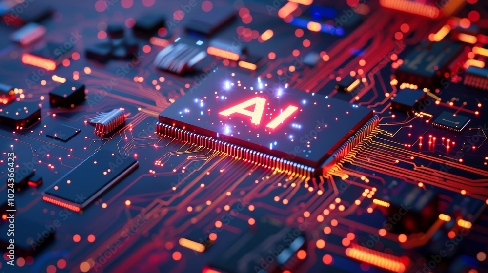 Poster generic computer motherboard driven by an artificial intelligence processor