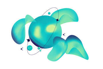 3d metal chrome liquid blobs set. Abstract colored spheres in flight. Vector realistic render of bubbles on an isolated white background. Illustration of lava lamp elements in y2k style PNG Transparen