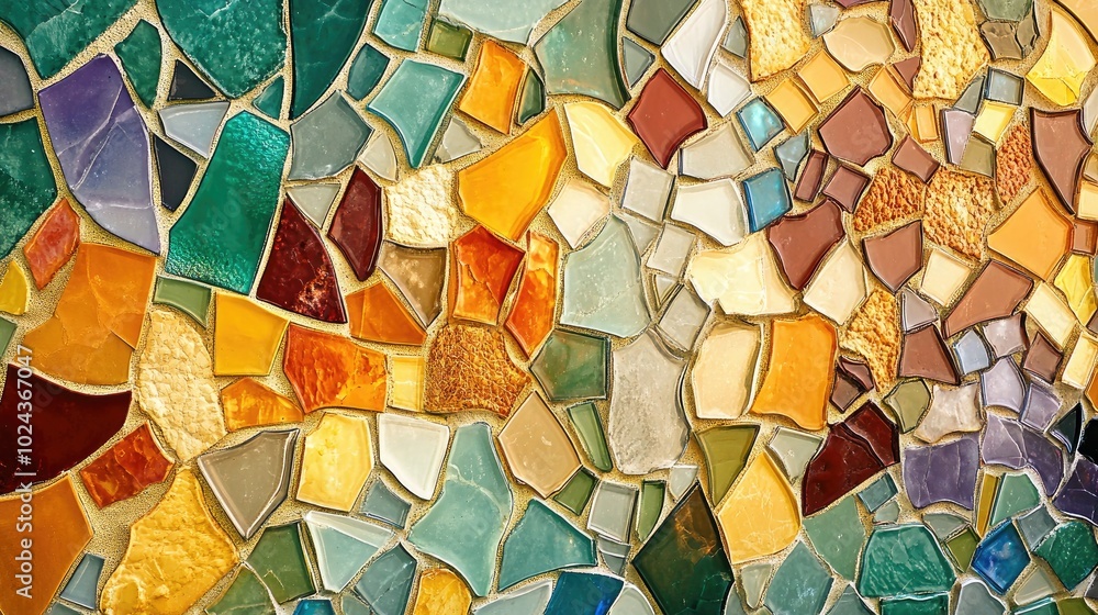 Poster abstract illustration of mosaic patterns resembling a kaleidoscope showcasing decorative finishes wi