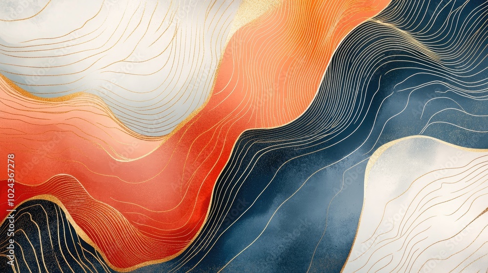 Poster abstract geometric art background featuring hand drawn lines and golden elements perfect for creativ