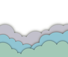 Sky Cloud Clipart background. Vector illustration. Layered paper cut style with shadows. Multi color rainbow  PNG Transparent Background