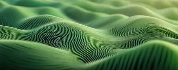Green, grassy hills with an abstract pattern of wavy lines and curves blurred natural landscape background. 