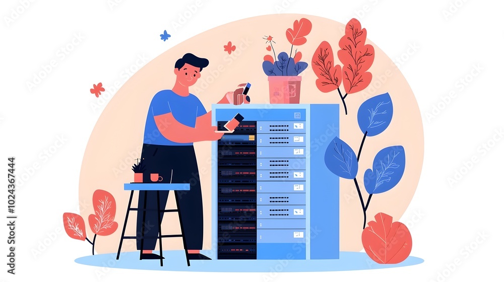 Poster it specialist expertly fixing server technology in a flat design efficient it maintenance and suppor