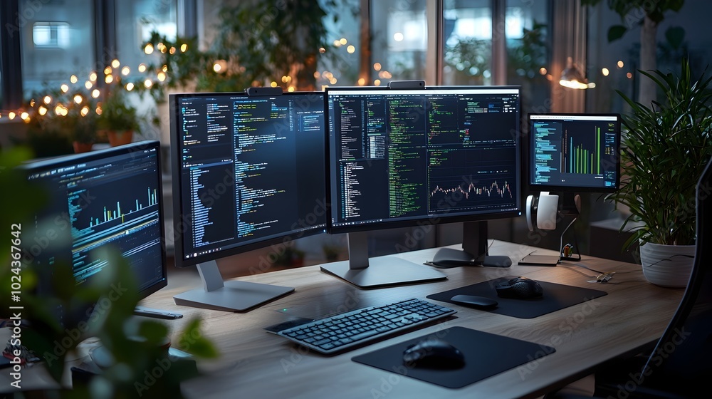 Aufkleber digitally enhanced workspace with interconnected devices and gadgets for improved productivity and e