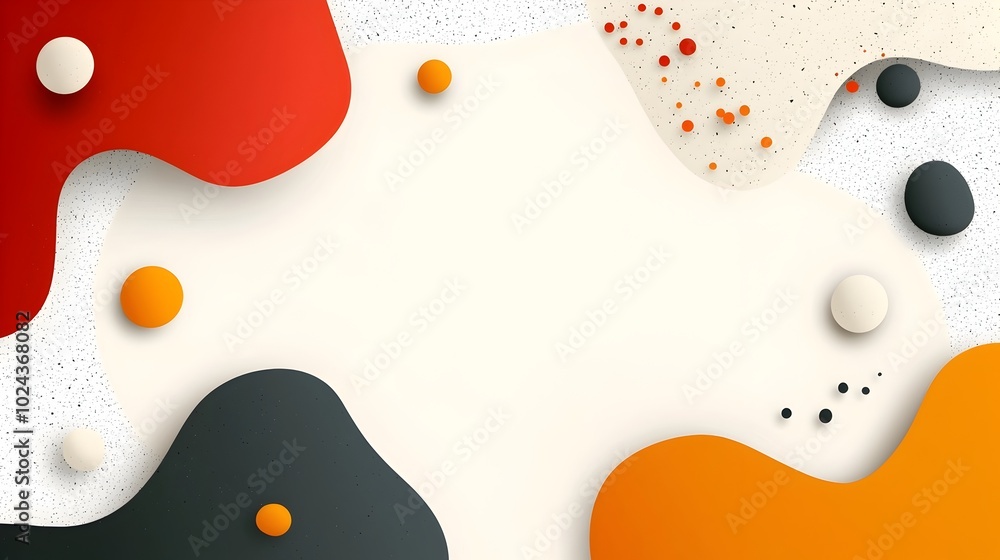Poster minimalist abstract design featuring simple geometric shapes and bold color blocks in a flat contemp