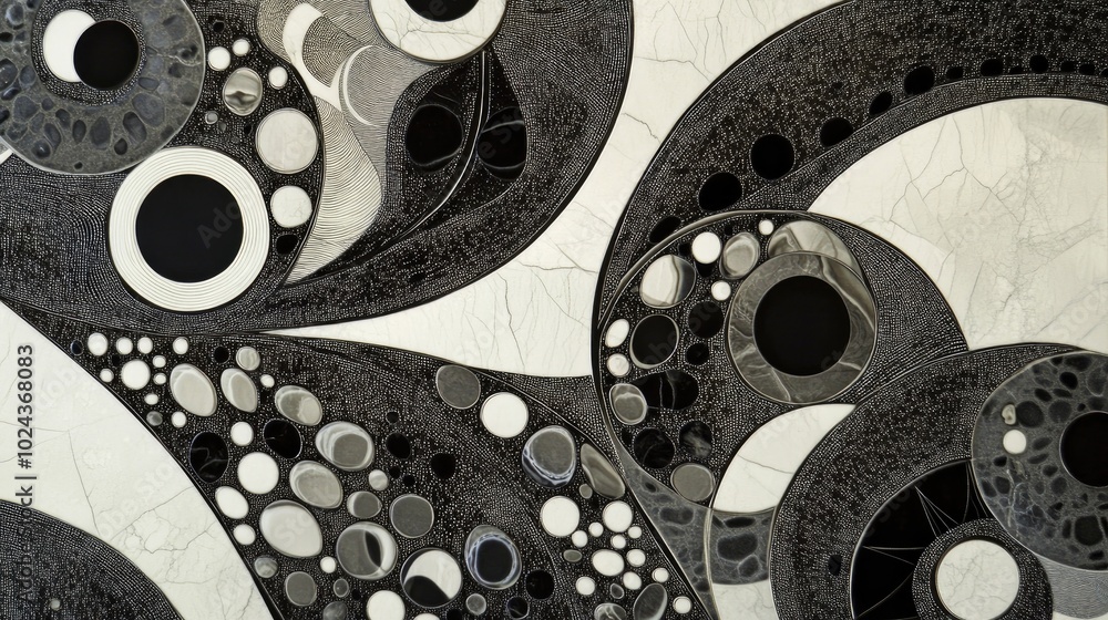 Poster abstract artwork featuring black and gray patterns
