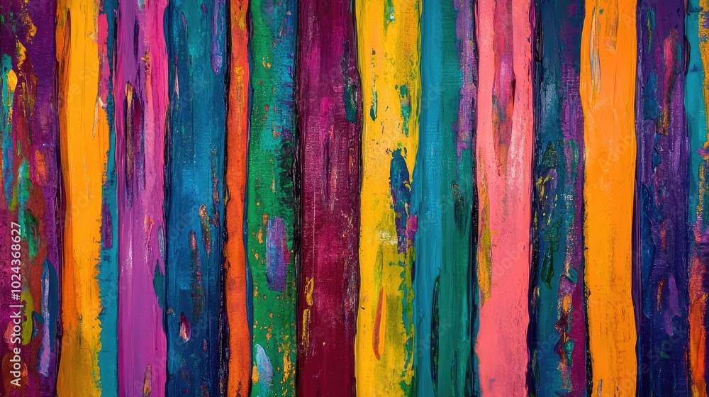 Poster abstract painting featuring a vibrant and unique pattern of colorful stripes