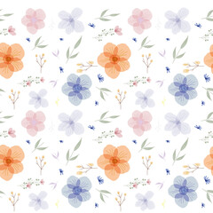 Fototapeta premium Flower Plant Seamless Pattern Beautiful Soft Color Modern Simple PNG Transparent Background