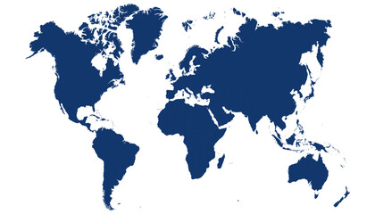 World map. Blue modern vector map. Silhouette map