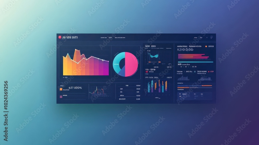 Poster vibrant data dashboard with colorful charts and analytics