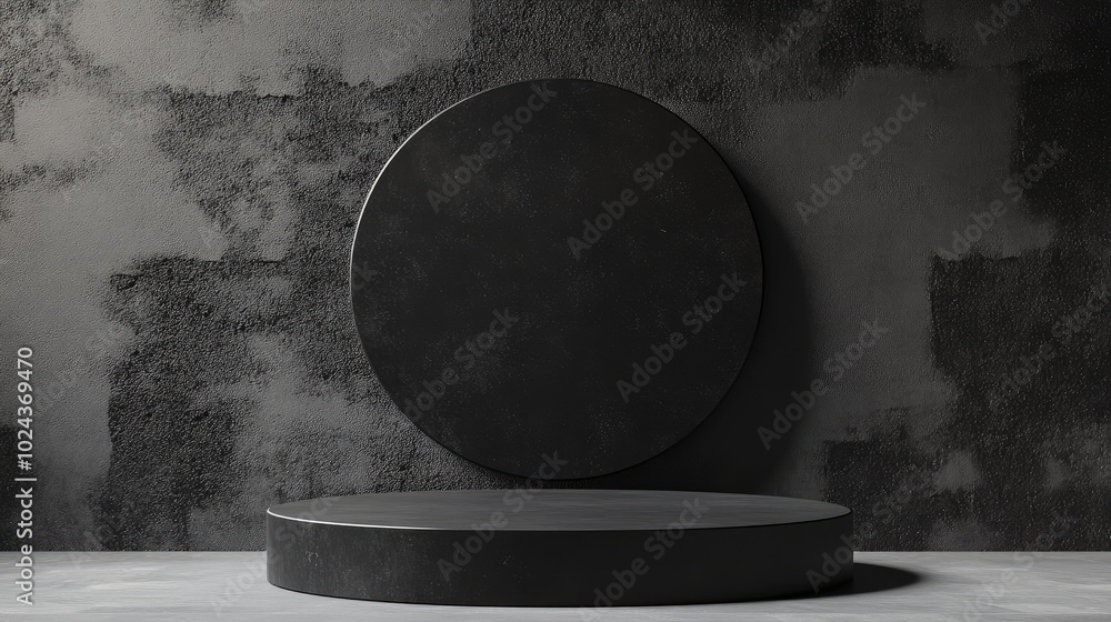 Poster Abstract branding background featuring a black podium designed for branding presentations 3D rendering illustration