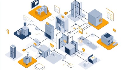 Architectural Design and Engineering Concept in Isometric View