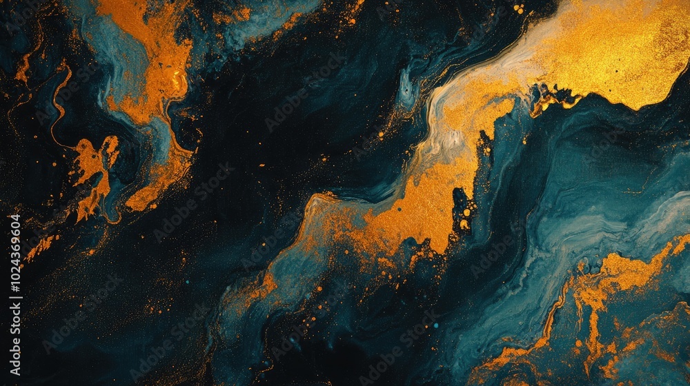 Poster abstract oil painting featuring a textured design with a shiny gold vein effect suitable for prints 