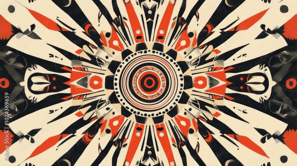 Poster abstract concentric radial geometric design featuring geometric radial elements
