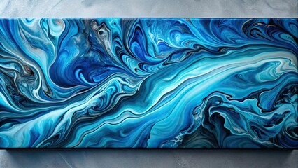 blue and black liquid art painting with marbled effect