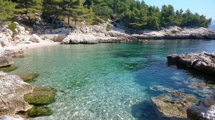 Obraz premium Tranquil Secluded Cove with Clear Water