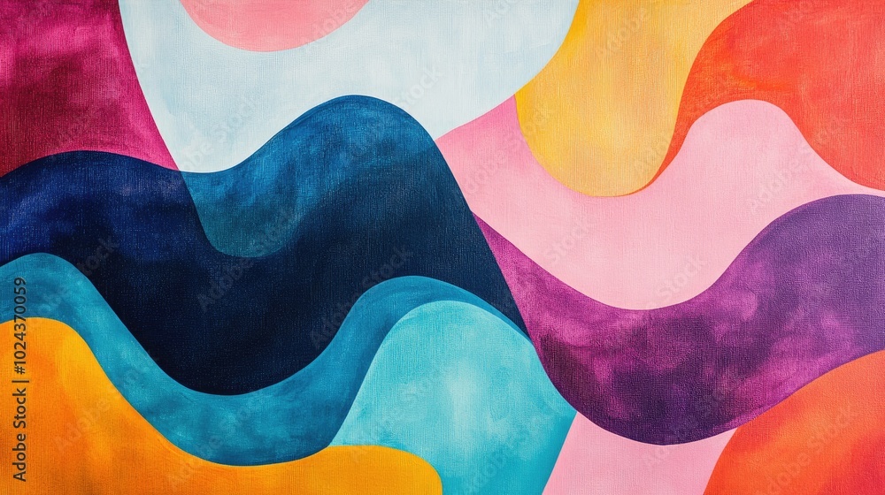 Poster Abstract art background featuring vibrant shapes created with acrylic paint Colorful painting showcasing unique abstract forms