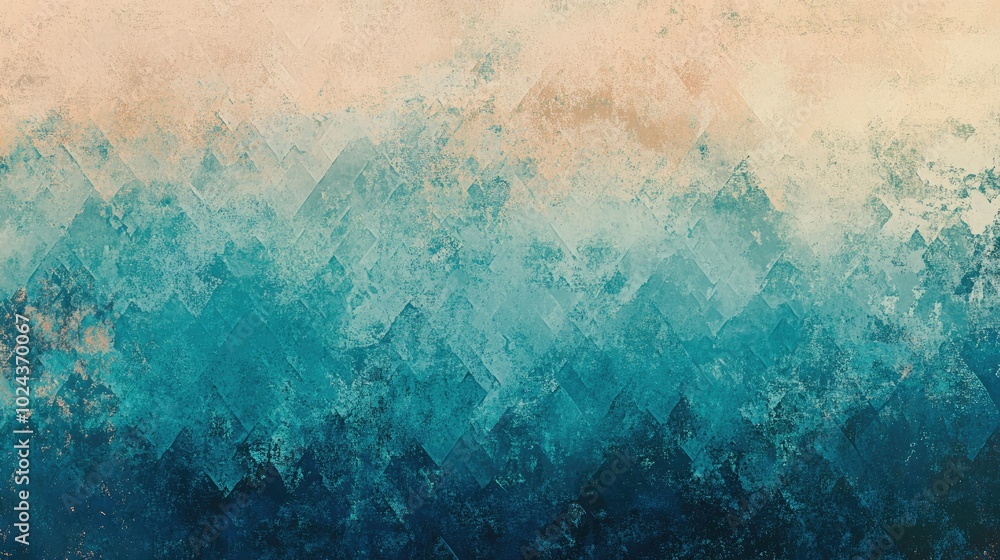 Aufkleber abstract painting featuring a horizontal multi line color gradient with geometric designs in aqua li