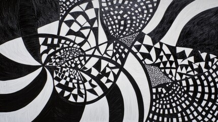 Black and white decorative pattern painting